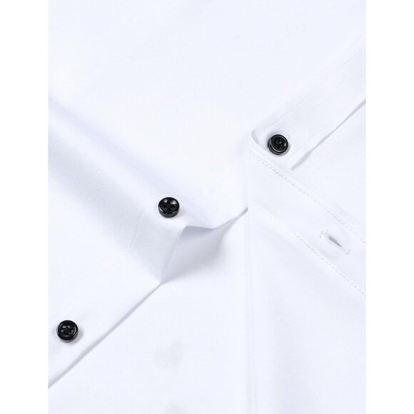Men's Stretch Wrinkle Free Dress Shirts Long Sleeve Slim Fit Button Down Shirt - Picture 5 of 7